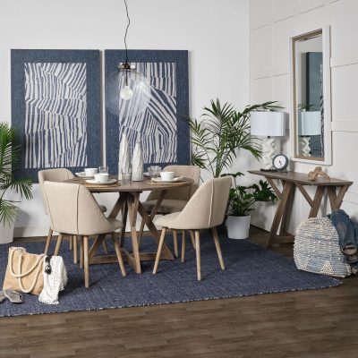 Alternative view of Rofi Blue Denim and Cream Cotton Stitched Square Pouf