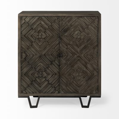 Alternative view of Argyle I 36L x 16W Dark Brown And Metal 2 Door Accent Cabinet