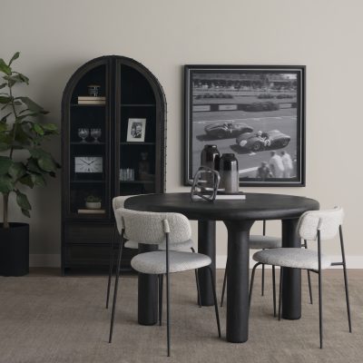 Alternative view of Gehry 72.3" H Dark Brown Metal Brown Wood and Glass Door Display Cabinet