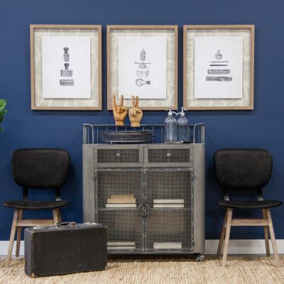 Alternative view of Haden I Black Faux-Leather Wrap Brown Solid Wood and Iron Base Dining Chair