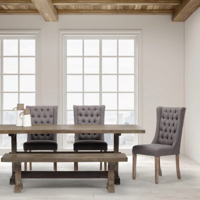 Alternative view of Mackenzie II Gray Plush Linen Covering Ash Solid Wood Base Dining Chair