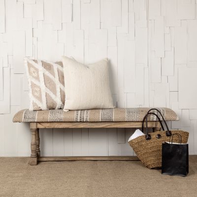 Alternative view of Greenfield II 59L x 14W Patterned Tan Upholstered Wood Frame Accent Bench