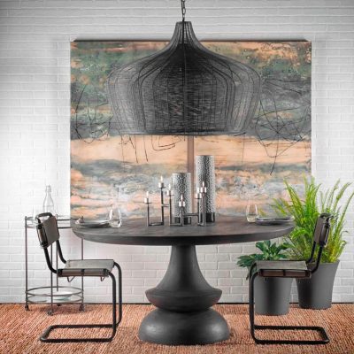 Alternative view of Camila (40"x31") Black Metal Mesh-Style Four Bulb Chandelier