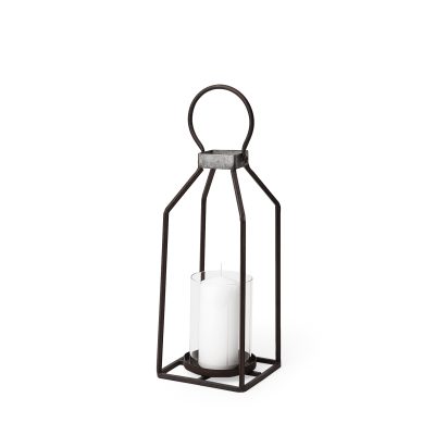 Kingston II Small Rustic Metal Framed Table Candle Holder