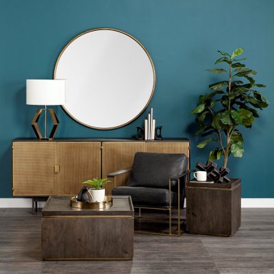 Alternative view of Serkis 15L x 15W Gold Metal Mirrored Base Round Tray