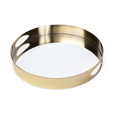Serkis 15L x 15W Gold Metal Mirrored Base Round Tray
