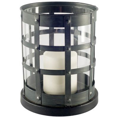Oliver Black Metal/Glass Caged Table Candle Holder