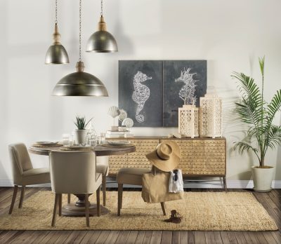 Alternative view of Swordfish 72L x 19W  x 30.25H Two-Tone Brown Wood Cabinet Silver Metal Base 4 Cabinet Door Sideboard