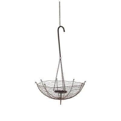 Rihanna II Medium Black Metal Umbrella Candle Holder Lantern