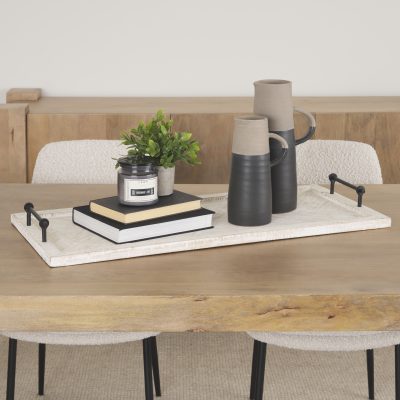 Alternative view of Alfred 35L x 16W Natural Wooden Herringbone Rectangular Tray