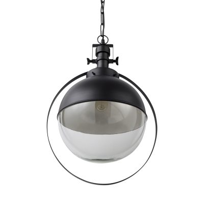 Leighton II 15x20 Black Metal Spherical Pendant Light