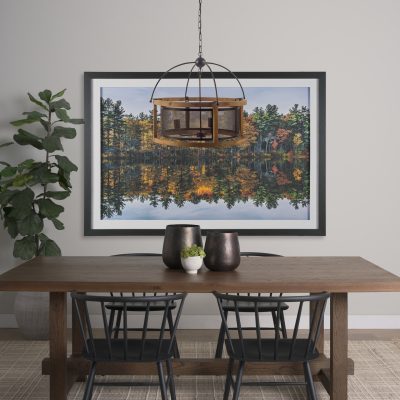 Alternative view of Penhill (25"x24") Black and Wooden Three Bulb Chandelier