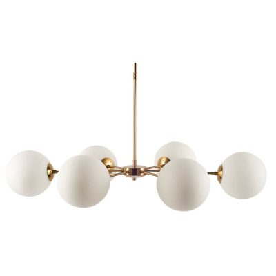 Lahey (28.3"Lx 44"Wx21"H) Gold Multi-Arm w/ Frosted Glass Globe Six Bulb Chandelier