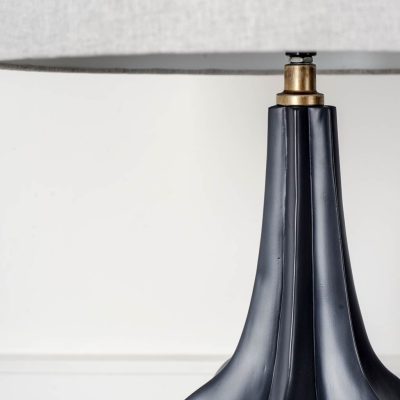 Alternative view of Bravar III 30" Gray-Blue Resin Base w/ Gray Fabric Shade Table Lamp