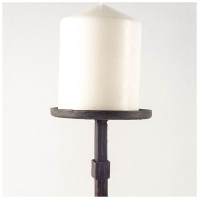 Alternative view of Edgeland I Short Brown Wood Metal Strap Candle Holder