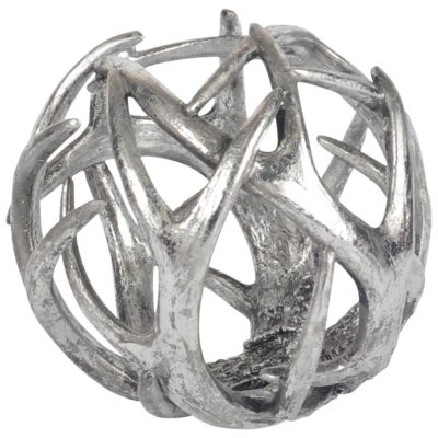 Ramus IV (Large) 7L x 7W Silver Antler Shaped Decorative Orb Ball