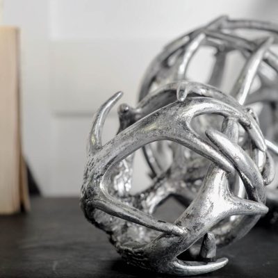 Alternative view of Ramus III (Small) 5L x 5W Silver Antler Shaped Decorative Orb Ball