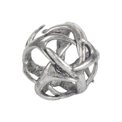 Ramus III (Small) 5L x 5W Silver Antler Shaped Decorative Orb Ball