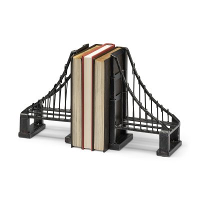 Suspension Set of 2 19L x 4W Brown Wrought Iron Suspension Bridge Bookends