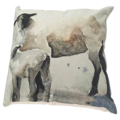Clover 18 x 18 Gray Watercolor Lambs Decorative Pillow Cover