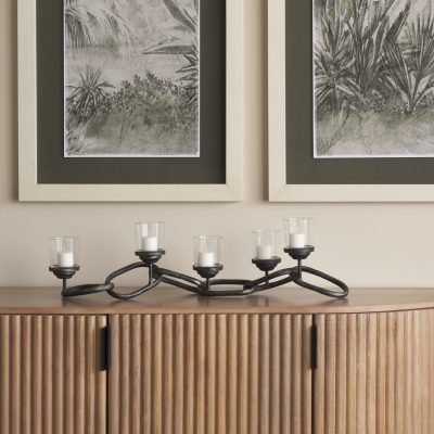 Alternative view of Quito Black Metal Chain-Link Five Candle Table Candle Holder