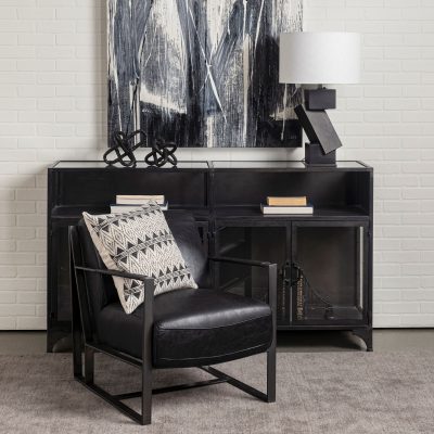 Alternative view of Pender 63" L Black Metal Glass Door Display Cabinet