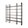 Taunton II 80L x 10.5W x 90H Dark Brown Wood And Black Iron Six Shelving Unit