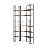 Turner II 37L x 10.5W x 90H Curved Dark Brown Wood And Black Iron Six Shelving Unit