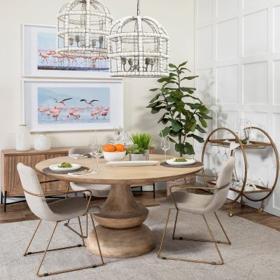 Alternative view of Carola Gold Frame Two-Tier Glass Shelves w/Stemware Holder Bar Cart