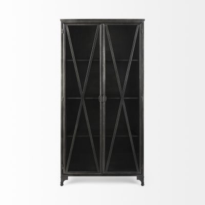 Alternative view of Poppy II 73.8" H Black Metal With Glass Door Display Cabinet