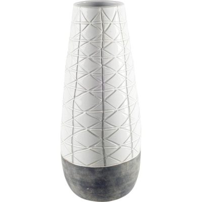 Harrier II Large Gray Ceramic Dark Base White Vase