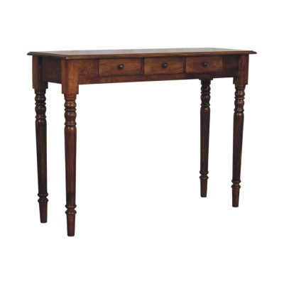 Alternative view of Turned Legs 3 Drawer Chestnut Console