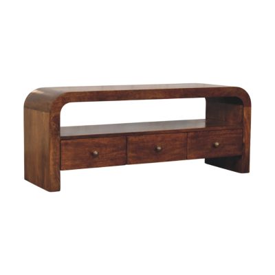 Alternative view of Darcy 3 drawer Open Shelf Chestnut Media unit