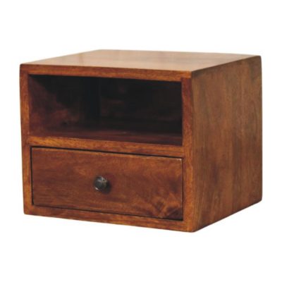 Alternative view of Solis 1-Drawer Chestnut Wall Mounted Nightstand