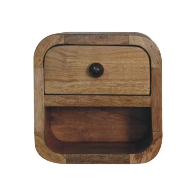 Alternative view of Extra Mini Curved Oak-ish Bedside with Open Slot