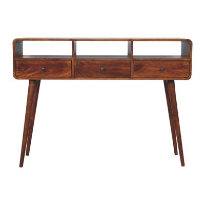 Alternative view of Triple Curved Chestnut Console Table