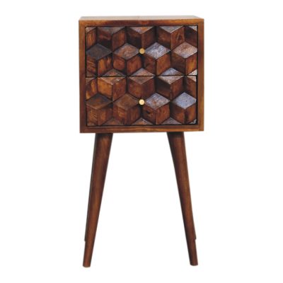 Alternative view of Mini Chestnut Cube 2 Drawer Nightstand