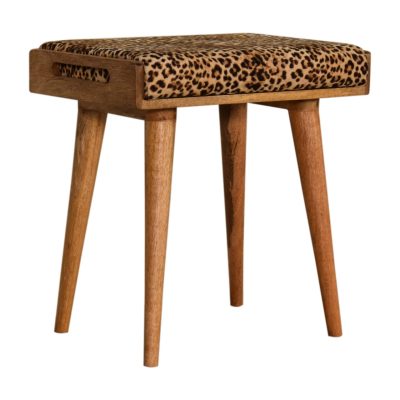 Alternative view of Leopard Velvet Tray Style Footstool