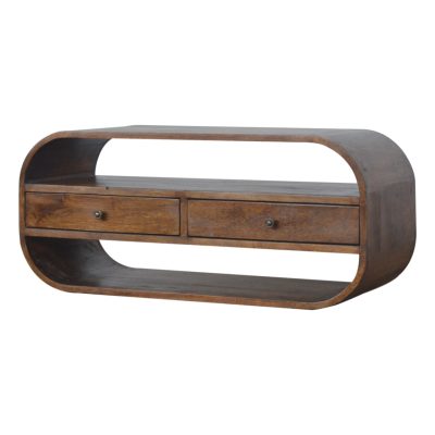 Alternative view of Chestnut Curved Edge Media Unit with 2 Drawers