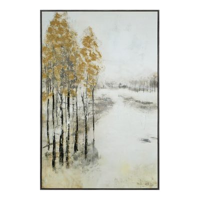 Illia 60" H x 40" W Canvas Art, Beige