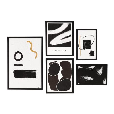 Carife 5 Piece Wide Wall Art, Black
