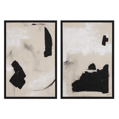 Asia 24" Wide Canvas Art with Wood Frame, Painted Black
