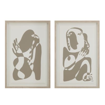 Cybel 24.1" Wide Wall Art with Wood Frame, Walnut