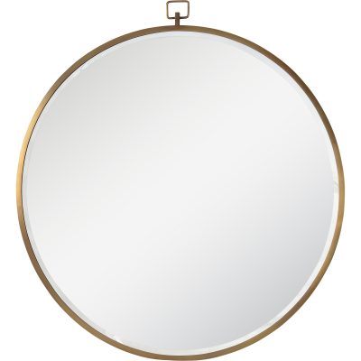 Azam 34" Tall Round Wall Mirror, Yellow