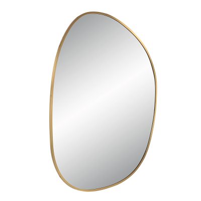 Alternative view of Camona 42" Tall Irregular Rectangular Oval Mirror, Satin Brass