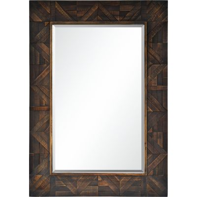 Madden 42" Tall Rectangle Wall Mirror, Brown