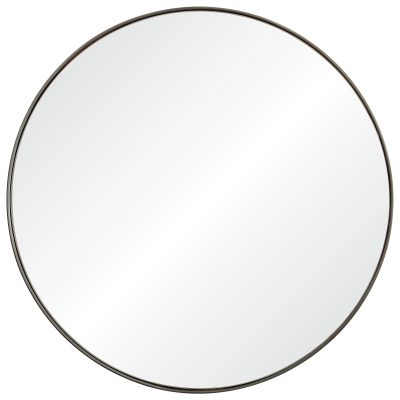 Lester 30" Tall Round Wall Mirror, Grey