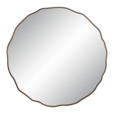 Bern 40" Tall Round Irregular Mirror, Antique Brushed Brass