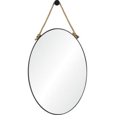 Parbuckle 42" Tall Oval Wall Mirror, Black