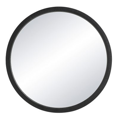 Solo 48" Tall Round Wall Mirror, Black